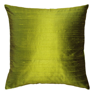 Pillow Decor Sankara Silk Throw Pillows 20"x20", Chartreuse