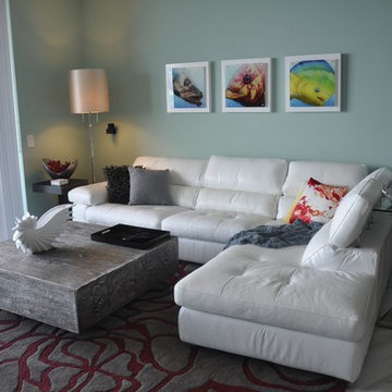 Modern Beach Living Room by Starfish Decorating Interior Design