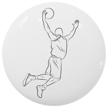 Sports Icon Basketball Ceramic Cabinet Drawer Knob