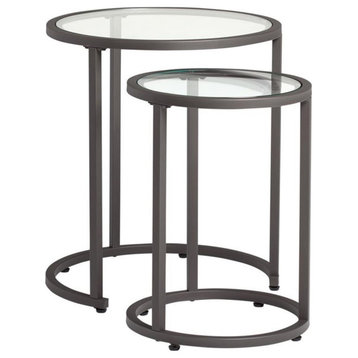 Studio Designs Home Camber 2-Piece Metal Nesting End/Side Table Set in Pewter