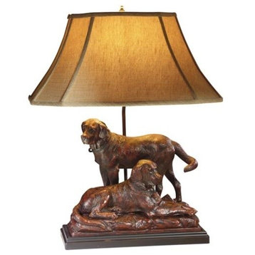 Sculpture Table Lamp Labrador Dogs Hand Painted Made in USA OK