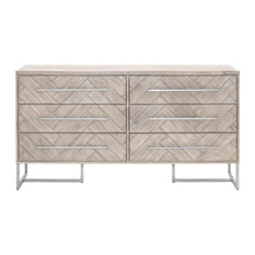 Solid Wood 6 Drawer Dresser Dressers Houzz Orient Express Furniture Traditions Mosaic Double Dresser In Natural Gray Dressers