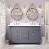 Elizabeth 60" Bathroom Vanity, Base: Marine Gray, Top: Carrara Marble, Double Vanity