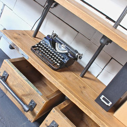 Caroline Industrial Desk and Shelves with Storage Boxes on Wheels - Display & Wall Shelves