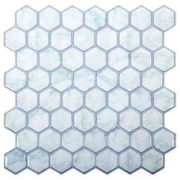 Truu Design Plastic Peel/Stick Backsplash Wall Tile Set in Blue (Set of 6)