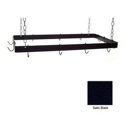 Rectangular Rack-12 Hooks/Chain - Satin Black without Grid - Pot Racks And Accessories