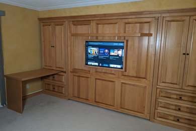 Custom Wall Bed, Side Cabinets with Shelf Leg, Hidden Table, Attached TV