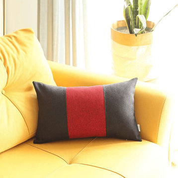 Black and Red Midsection Lumbar Throw Pillow