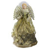 16" Battery-Operated Angel, Gold Gown With Harp Christmas Tree Topper