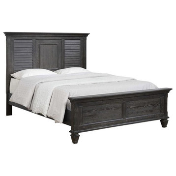 Pemberly Row Farmhouse Wood Eastern King Panel Bed in Weathered Sage
