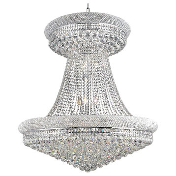 Bagel Design 28 Light 36" Chrome Chandelier With Clear European Crystals