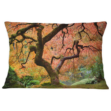 Autumn Maple Tree Landscape Photography Throw Pillow, 12"x20"