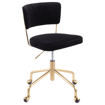 Lumisource Tania Contemporary Task Chair In Gold And Black OC-TANIA AUVBK