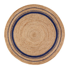 Kerala Midnight Round Jute Rug, 6'