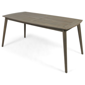 GDF Studio Fred Outdoor Acacia Wood Rectangular Dining Table, Gray