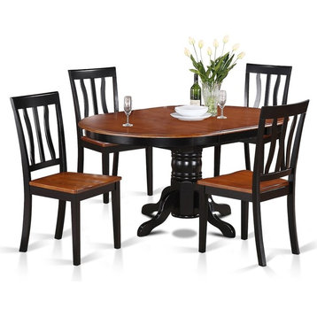 5-Piece Dining Room Set-Oval Dining With Leaf And 4 Dining Chairs