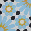 8"x8" Agdal Handmade Cement Tile, Yellow/Blue/Black, Set of 12