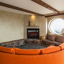 Circula seating space/Orange circular sofa
