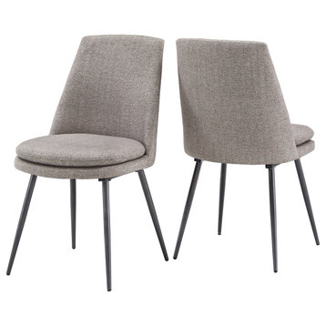 Rashmi Upholstered Dining Chairs (Set of 2) - Dark Grey Chenille, Black Legs