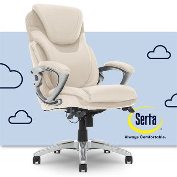 Serta Bryce Office Chair Patented AIR Lumbar Technology Bonded Leather Cream
