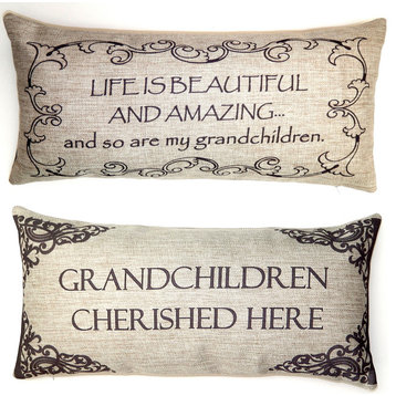 Grandchildren Cherished Here Reversible Pillow Cover