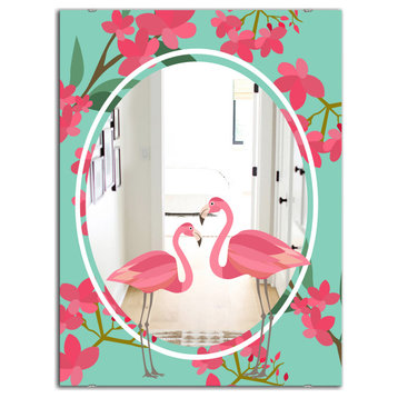 Designart Flamingo 5 Bohemian And Eclectic Wall Mirror, 28x40