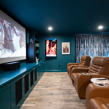 Moody modern transitional home theater