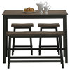 Costway 4 Pcs Solid Wood Counter Height Table Set w/ Height Bench & Two Stools