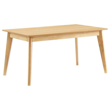 Modway Oracle 59" Rectangle Wood Dining Table with Tapered Legs in Oak