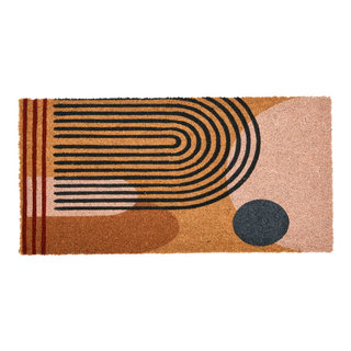 Black Scroll Border Rubber Doormat, 36x24