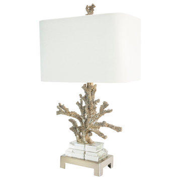 Silver Coral Table Lamp, 25.5"H