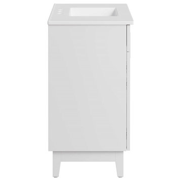 Modway Miles 36" Wood Bathroom Vanity with Tapered Legs in White