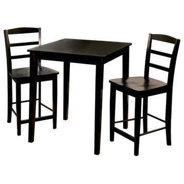 30X30 Counter Height Table With 2 Madrid Stools, Black