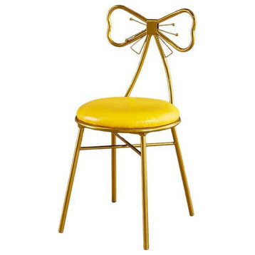 Bow-Knot Shaped Wrought Iron Light Luxury Backrest Chair, Gold