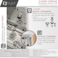 STYLISH 42"x19 W" Undermount 70/30 Double Bowl 16G Workstation Kitchen Sink