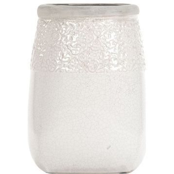 Distressed Pottery Jar - Distressed Crackle White, Small