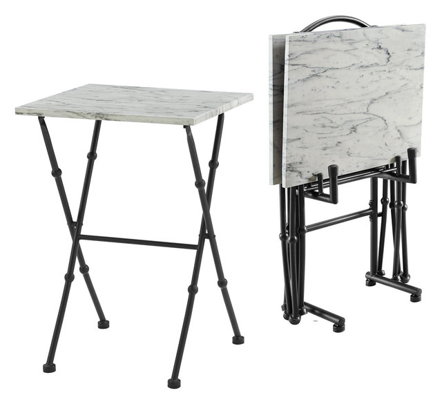 Kildare Four Piece Marble Tray Table Set Transitional Tv Trays Kildare Four Piece Marble Tray Table Set