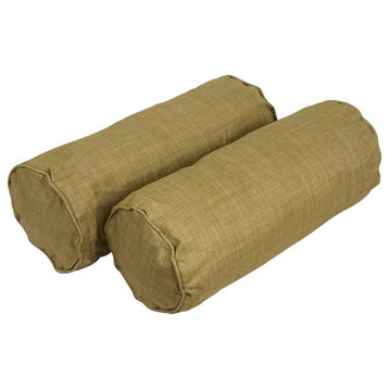 20"X8" Double-Corded Polyester Bolster Pillows With Inserts, Set of 2, Wheat