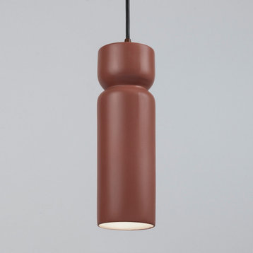 Tall Hourglass LED Pendant, Canyon Clay, Dark Bronze, Black Cord