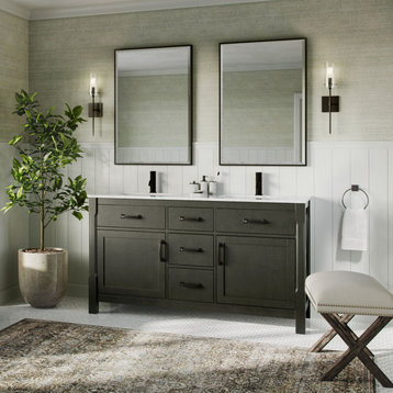 Chance Bathroom Vanity, Rust Black, 60", Double Sink, Freestanding