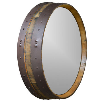 Napa Valley Hammered Copper Wine Barrel Mirror