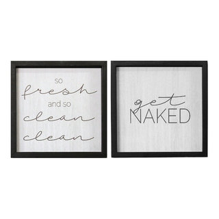 Stratton Home Decor Set of 2 Get Naked Wall Art - Contemporary - Prints