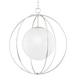 Mitzi by Hudson Valley Lighting - Lyla 1-Light Large Pendant Polished Nickel - Sent from the heavens, Lyla takes inspiration from the cosmos, her spherical forms hanging blissfully in balance. Mystic and magnetic, Lyla features an opaque globe orb floating effortlessly in a metal-finished cage. A class act, Lyla exudes elegance, adding feminine flair to any space. Available in polished nickel or aged brass, Lyla also comes in two sizes. The smaller version might work better in multiples (like over a bar or kitchen island) while the larger version could complete a breakfast nook or dining table.