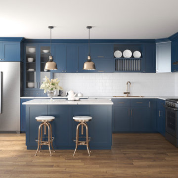 Navy Blue Shaker RTA Cabinets