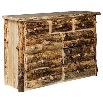 Rustic Aspen Log 9-Drawer Dresser