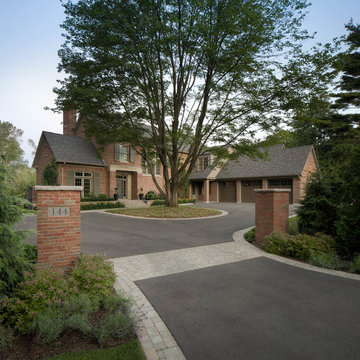 Front Brick Pillars, Asphalt Driveway and Interlock Driveway Bands