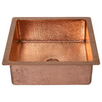 AmbienteHomeDecor - 15" Square Hammered Copper Bathroom Sink, 18 Gauge - Our beautiful 15x15x6" Square Hammered Copper Bathroom Sink makes the perfect addition to your bathroom decor! This sink is beautifully handcrafted by Mexican artisans from 18 gauge certified pure copper (99% copper, 1% zinc, lead free). It features a 1" flat lip and a 1.5" drain opening (drain not included). It installs easily, either by drop-in or undermount. Additionally, copper is naturally more antibacterial and antimicrobial than other metals. We are confident this sink will add tremendous style and value to your home decor!