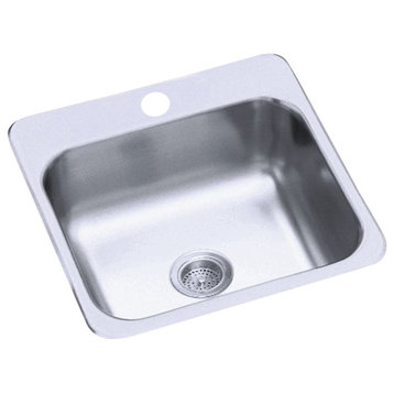 Sterling B153-1 1 Hole 15" Single Basin Drop In Stainless Steel - Stainless