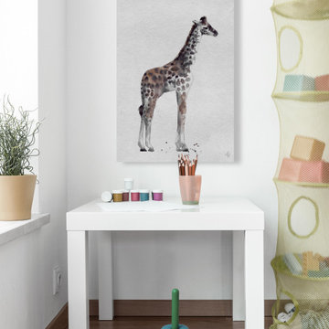 "Standing Tall Giraffe II" Painting Print on Wrapped Canvas