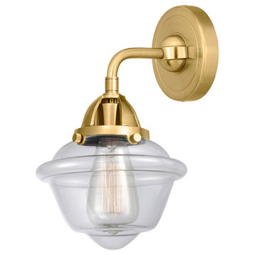 Small Oxford Sconce, Satin Gold, Clear, Clear